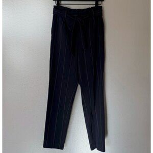 Express Navy Pinstripe Paperbag Waist Pant
